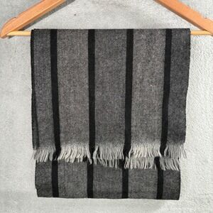 Lambswool Scarf Stripe Tweed Fringed Mens OS Old Money Cozy Winter Warm